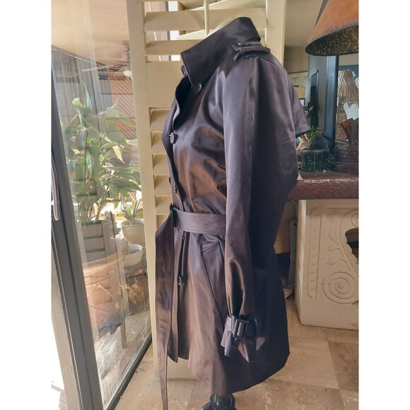 Joan Rivers Classics Collection Eggplant Brown Belted Trench Coat Sz L - Picture 2 of 9